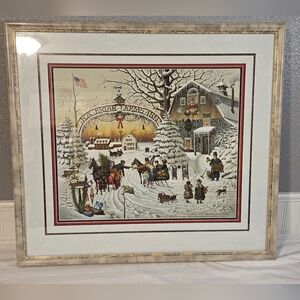 Charles Wysocki 1989 "Christmas Greeting" Matted & Framed